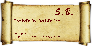 Sorbán Balázs névjegykártya